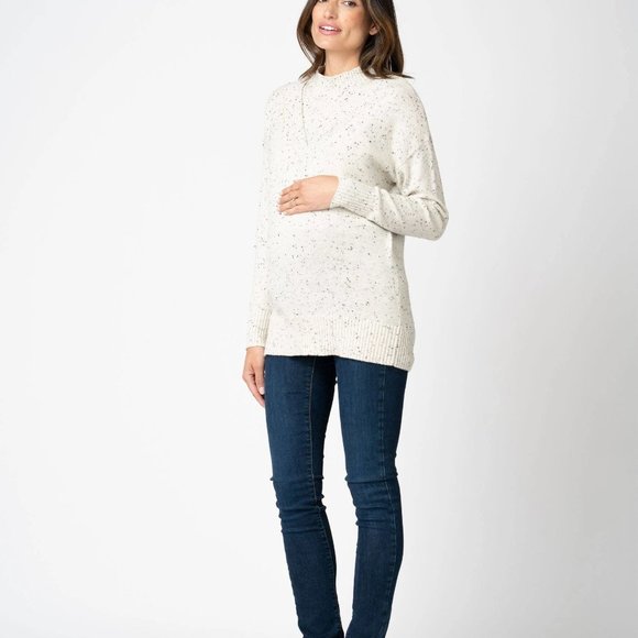 Layered Cotton Blend Maternity & Nursing Sweater - Picture 3 of 5